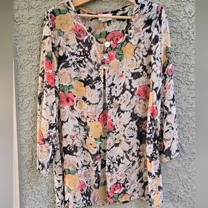 Yetts Vintage Sheer Floral Blouse